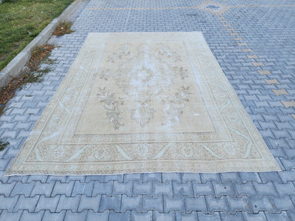 Vintage Wool Neutral Large Rug 9x12 ft - skua218