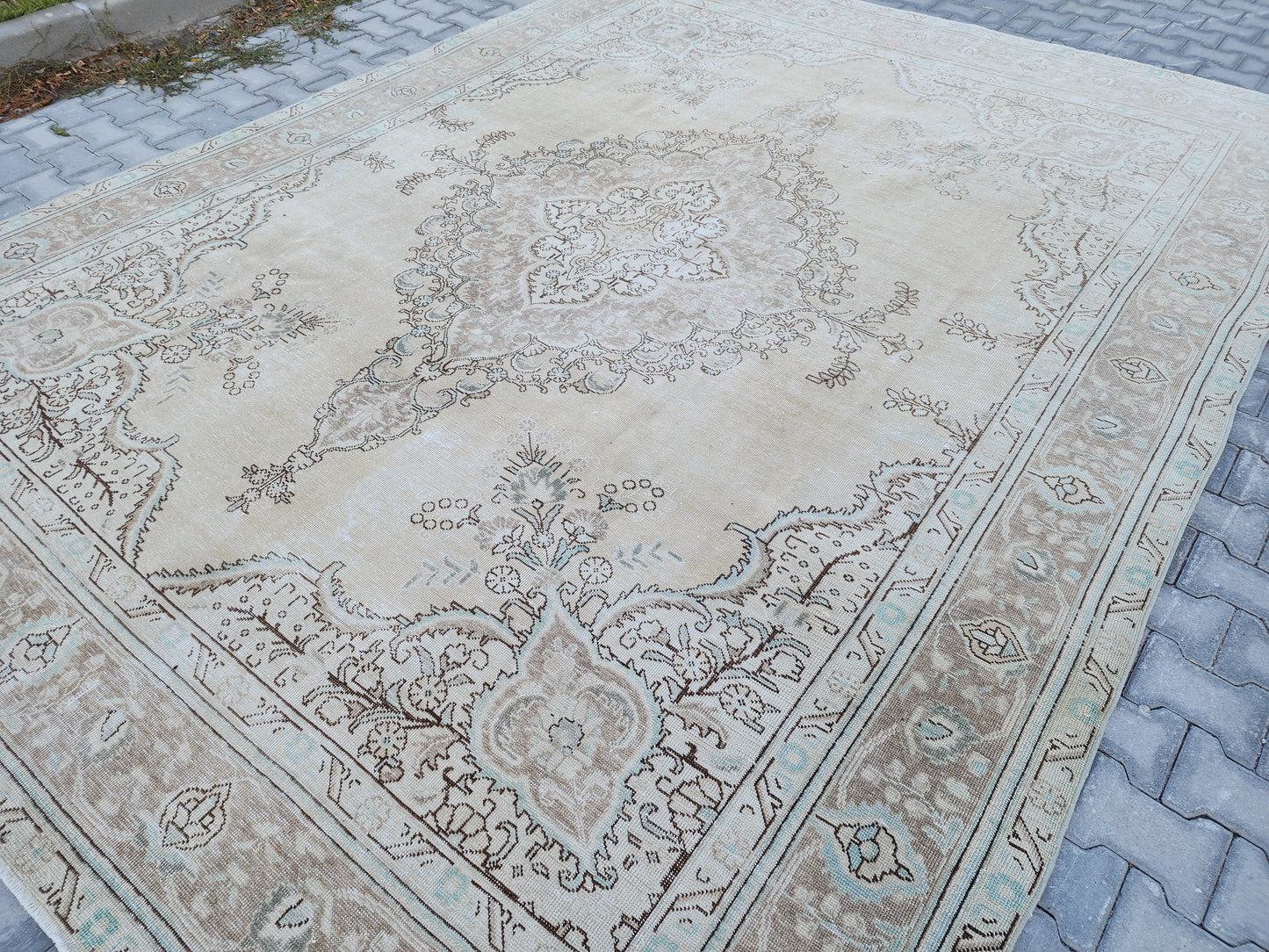 Wool  Neutral Oversize Rug 9x12 ft - skua219