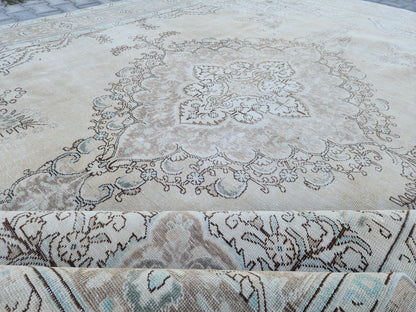 Wool  Neutral Oversize Rug 9x12 ft - skua219