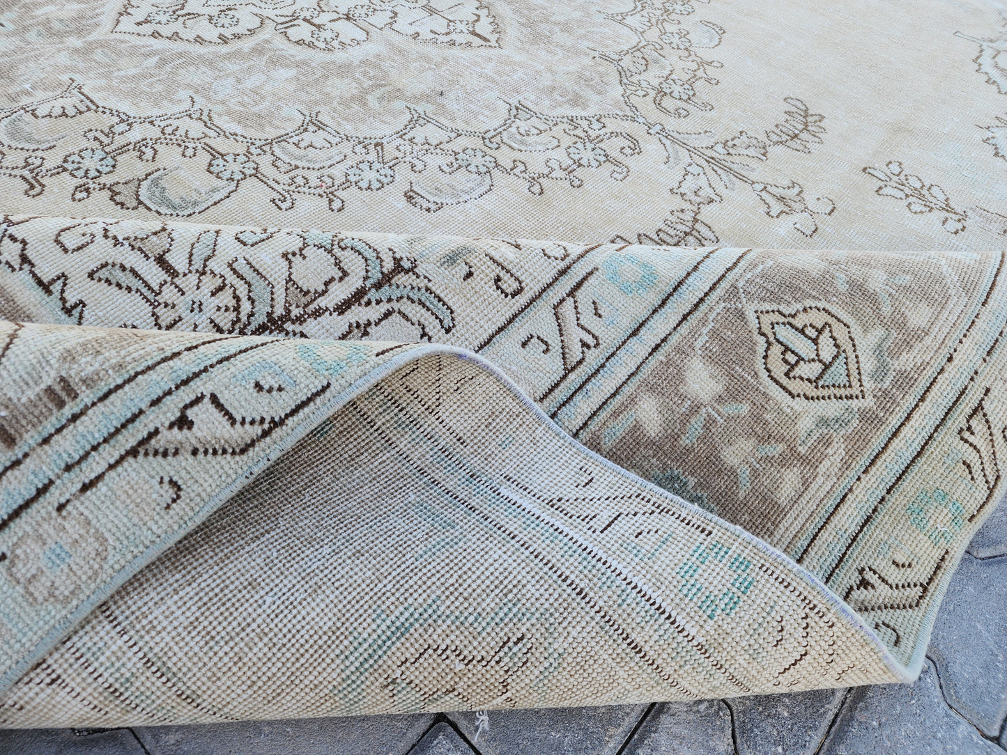 Wool  Neutral Oversize Rug 9x12 ft - skua219