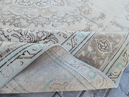 Wool  Neutral Oversize Rug 9x12 ft - skua219
