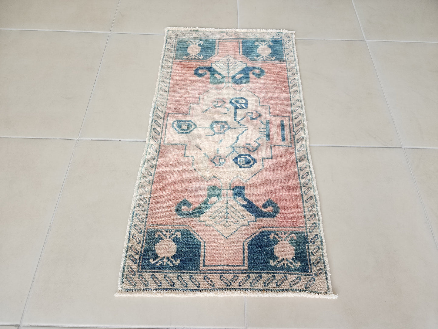 Wool Turkish Rug, Mini Doormat 2x3 ft - skuy74