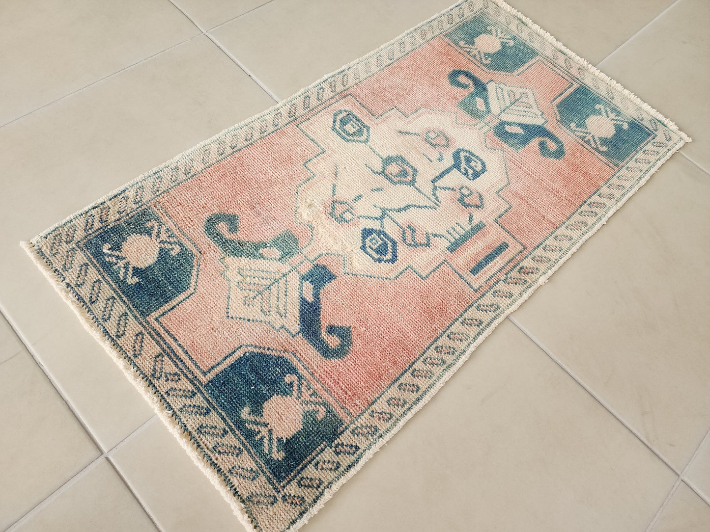 Wool Turkish Rug, Mini Doormat 2x3 ft - skuy74