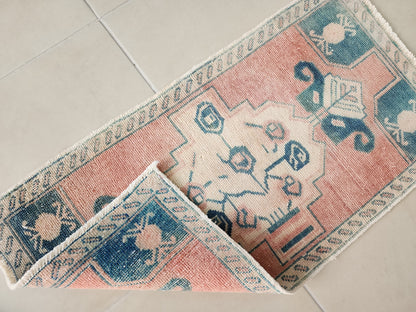 Wool Turkish Rug, Mini Doormat 2x3 ft - skuy74