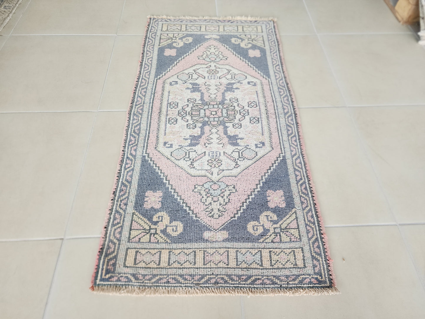Turkish Small Rug, Hand Knotted Rug 2x3 ft- skuy109