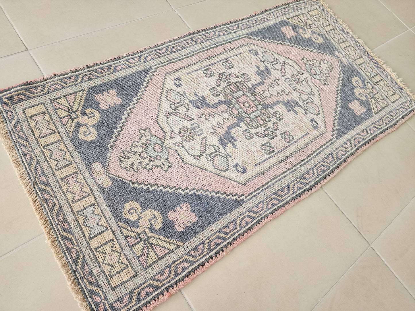 Turkish Small Rug, Hand Knotted Rug 2x3 ft- skuy109