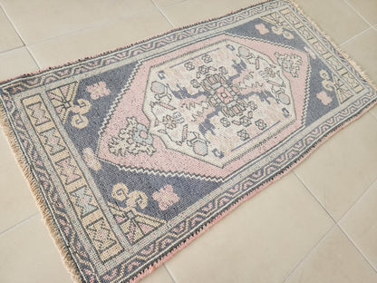 Turkish Small Rug, Hand Knotted Rug 2x3 ft- skuy109