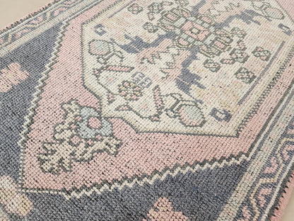 Turkish Small Rug, Hand Knotted Rug 2x3 ft- skuy109