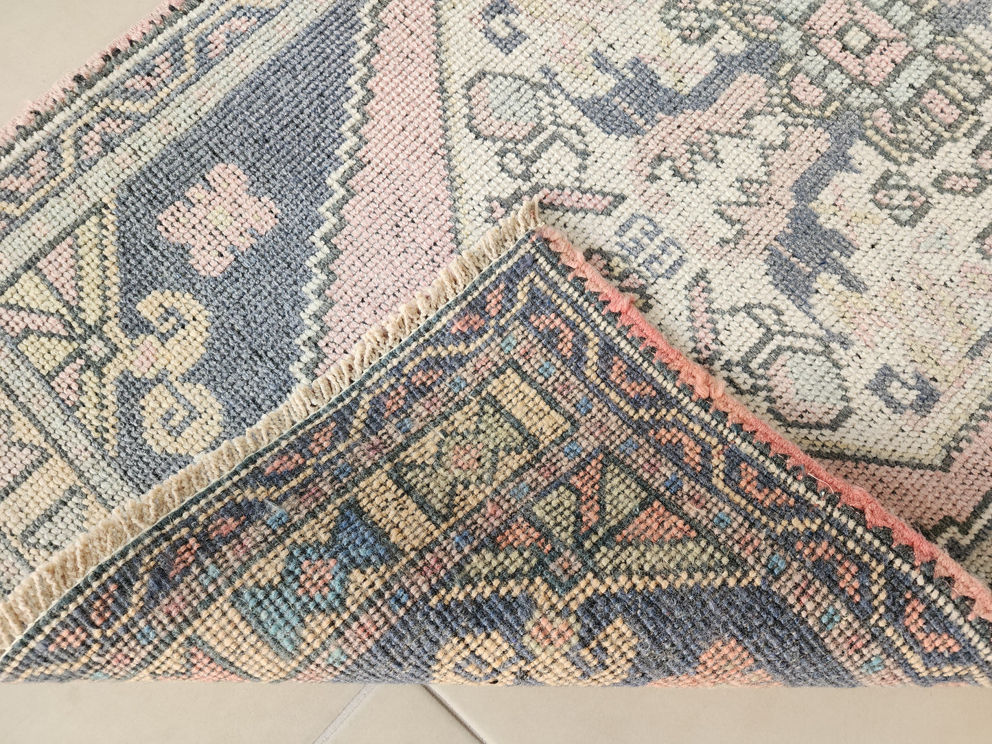 Turkish Small Rug, Hand Knotted Rug 2x3 ft- skuy109
