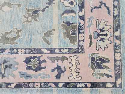 8x10 Turkish Oushak Rug – Hand Knotted Wool Area Rug in Soft Blue and Beige Tones- sku1821