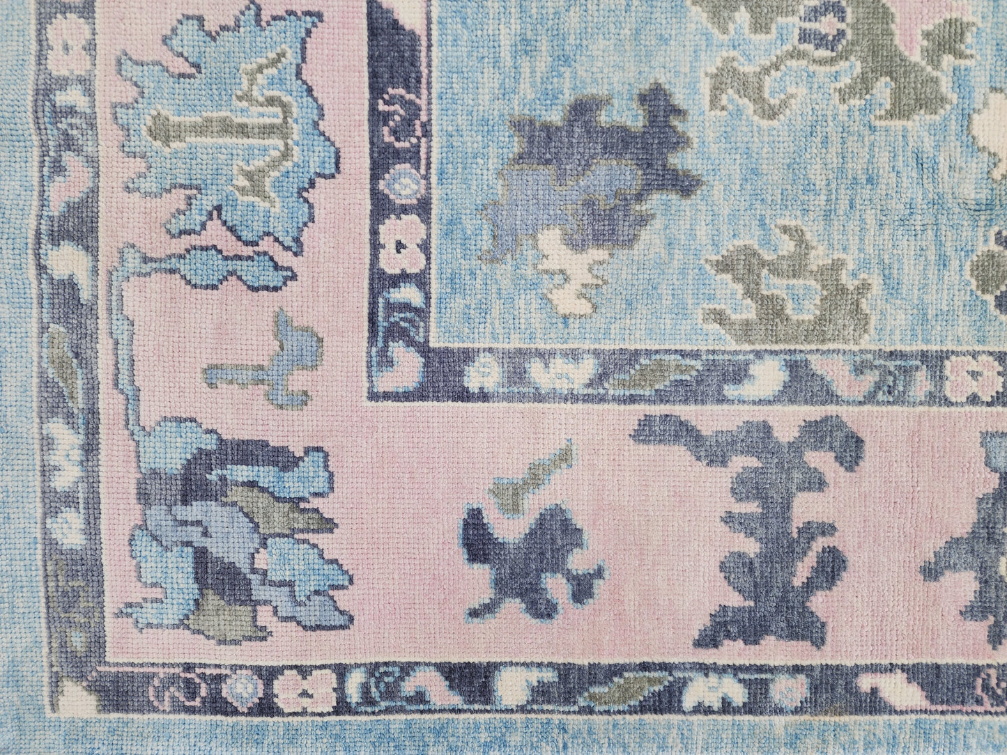 8x10 Turkish Oushak Rug – Hand Knotted Wool Area Rug in Soft Blue and Beige Tones- sku1821