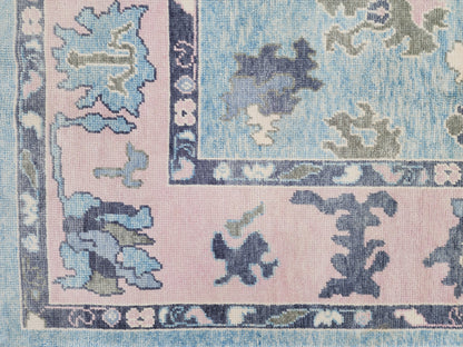 8x10 Turkish Oushak Rug – Hand Knotted Wool Area Rug in Soft Blue and Beige Tones- sku1821