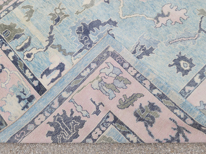 8x10 Turkish Oushak Rug – Hand Knotted Wool Area Rug in Soft Blue and Beige Tones- sku1821