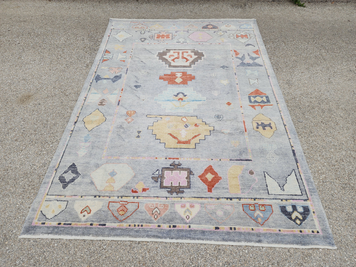 6x9 Turkish Oushak Rug – Hand Knotted Wool Rug, Light Gray Modern Oushak, Soft Color Designer Area Rug- sku1832