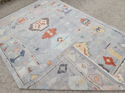 6x9 Turkish Oushak Rug – Hand Knotted Wool Rug, Light Gray Modern Oushak, Soft Color Designer Area Rug- sku1832
