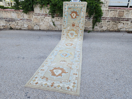 Oushak Hand Knotted Runner Rug 3x13 ft - sku1658