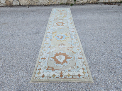 Oushak Hand Knotted Runner Rug 3x13 ft - sku1658