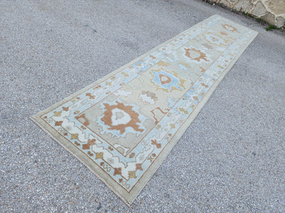 Oushak Hand Knotted Runner Rug 3x13 ft - sku1658
