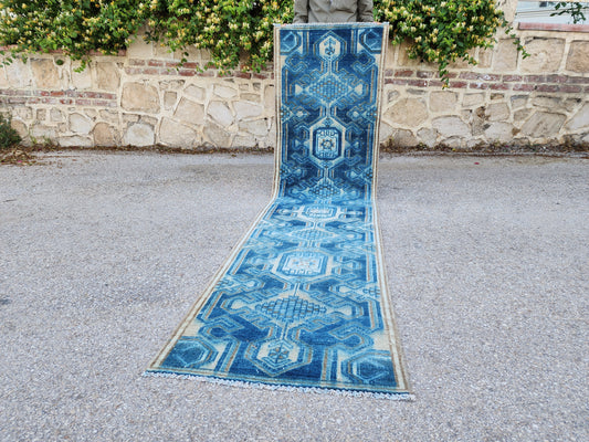 Oriental Blue Vintage Runner Rug 2x9 - sku1946