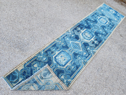 Oriental Blue Vintage Runner Rug 2x9 - sku1946
