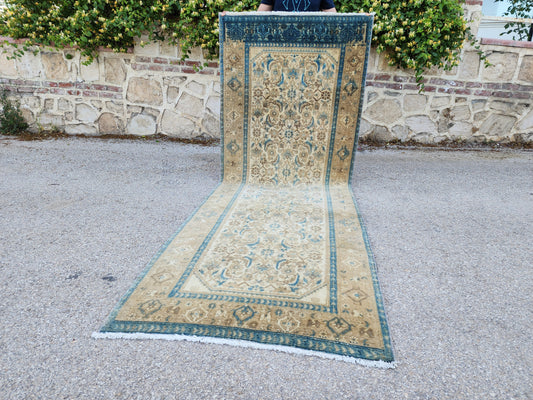Neutral Hand Woven Runner Rug 3x9 - sku1955