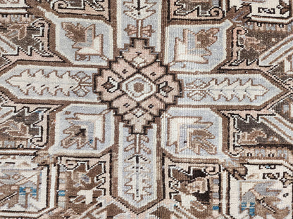 Vintage Heriz Wool Rug 9x12 ft – Hand Knotted Persian Tribal Neutral Beige Area Rug (1950s)- sku2096