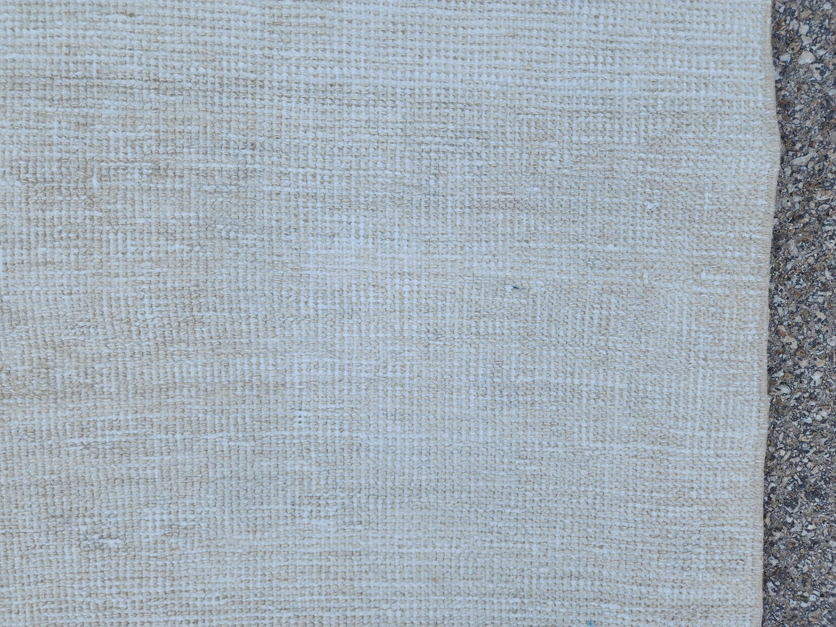 Ivory Wool Runner Rug 3x11: Hand Knotted Turkish Up Cycled Wool, Hallway Decor