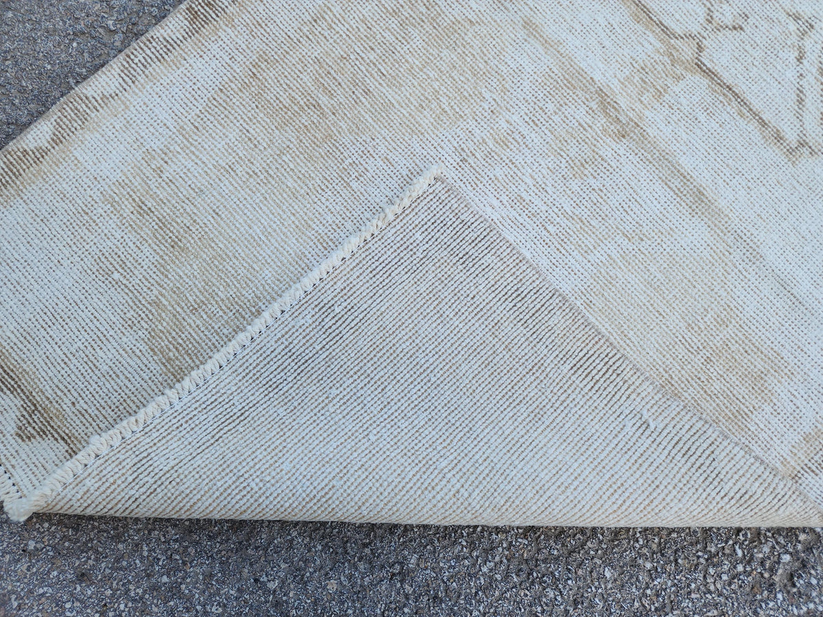 Neutral Wool Runner Rug 3x11: Hand Made Oriental Hallway Decor, Up Cycled Wool