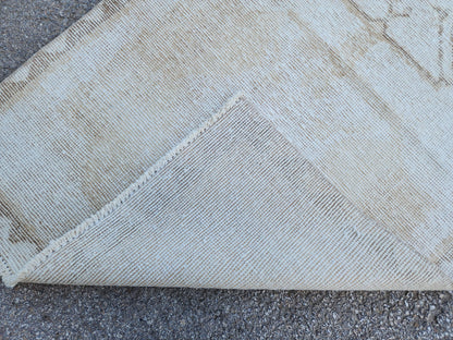 Neutral Wool Runner Rug 3x11: Hand Made Oriental Hallway Decor, Up Cycled Wool