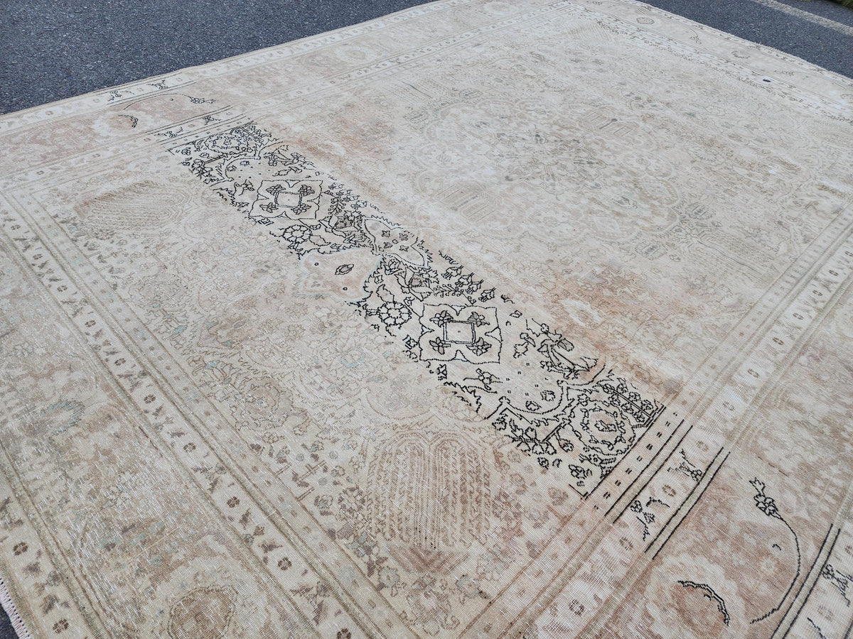 9x12 Neutral Wool Area Rug, Oversized Living Room Decor, Beige And Brown