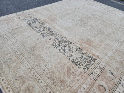 9x12 Neutral Wool Area Rug, Oversized Living Room Decor, Beige And Brown