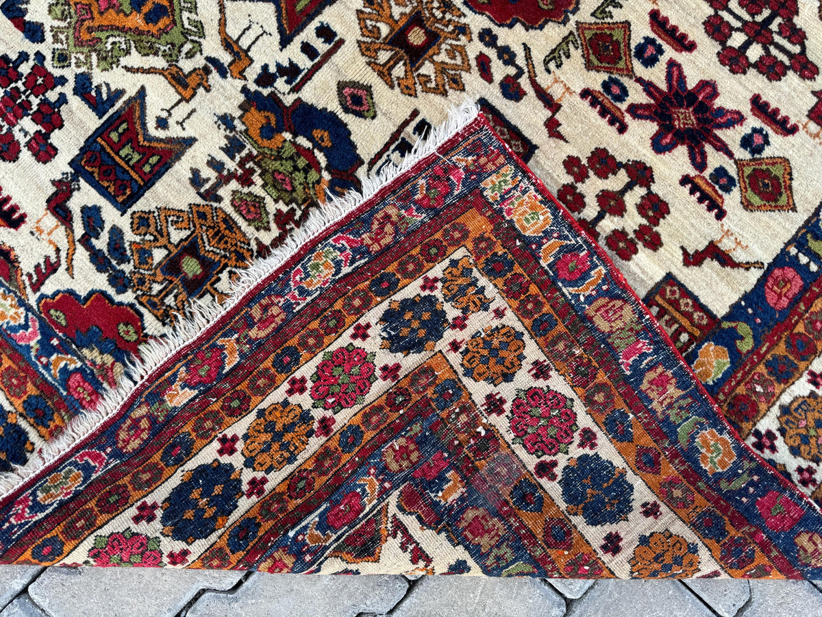 5x8 Antique Turkish Wool Rug: Handcrafted Boho Area Rug