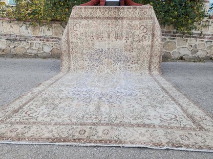 6x9 Oushak Neutral Rug: Hand Knotted Wool, Bohemian Home Decor