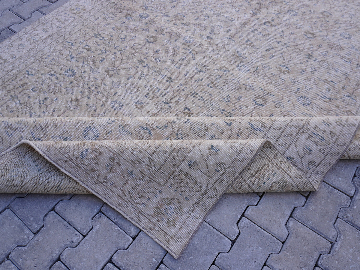 6x10 Vintage Turkish Oushak Rug: Handwoven Wool & Cotton