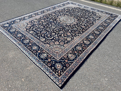 Vintage Oushak Rug 8x11: Hand Woven Turkish Wool Area Rug