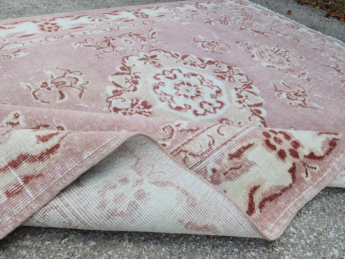 Turkish Area Rug 5x8, Hand Knotted Oriental Wool, Living Room Boho Decor
