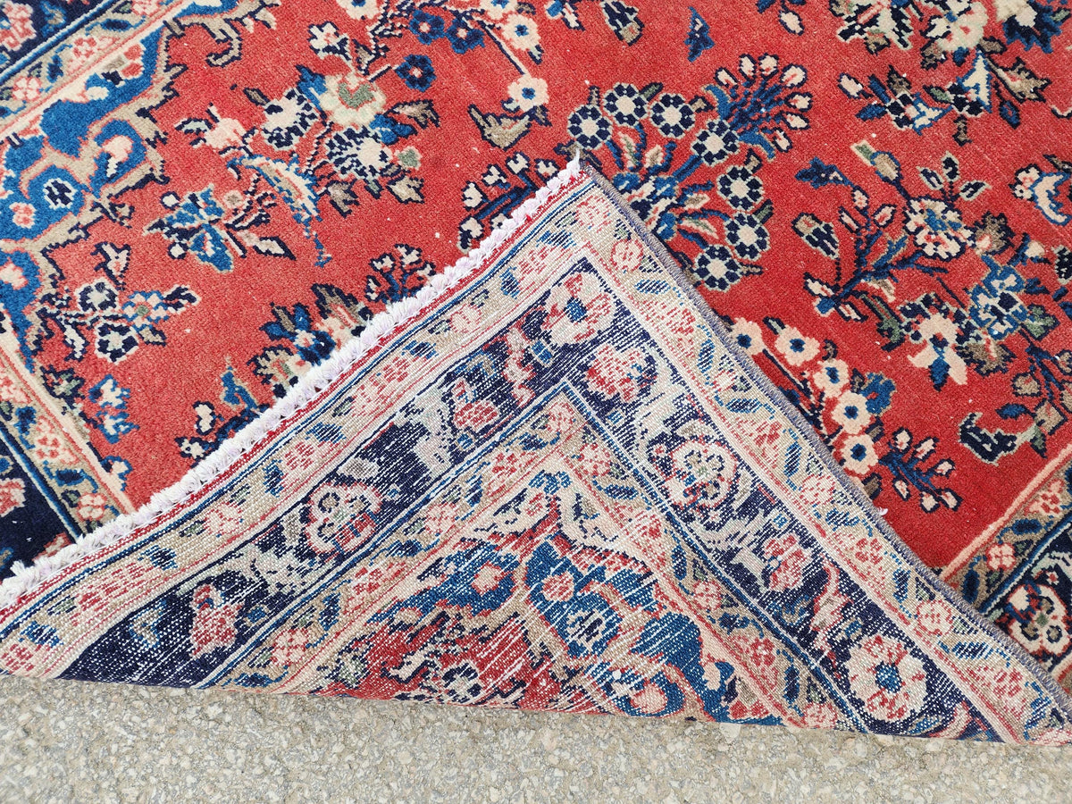 3x9 Vintage Red Runner Rug: Oriental Hand Woven, Persian Floral Design