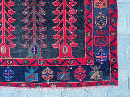 4x8 Wool Heriz Rug: Antique Turkish Area Rug