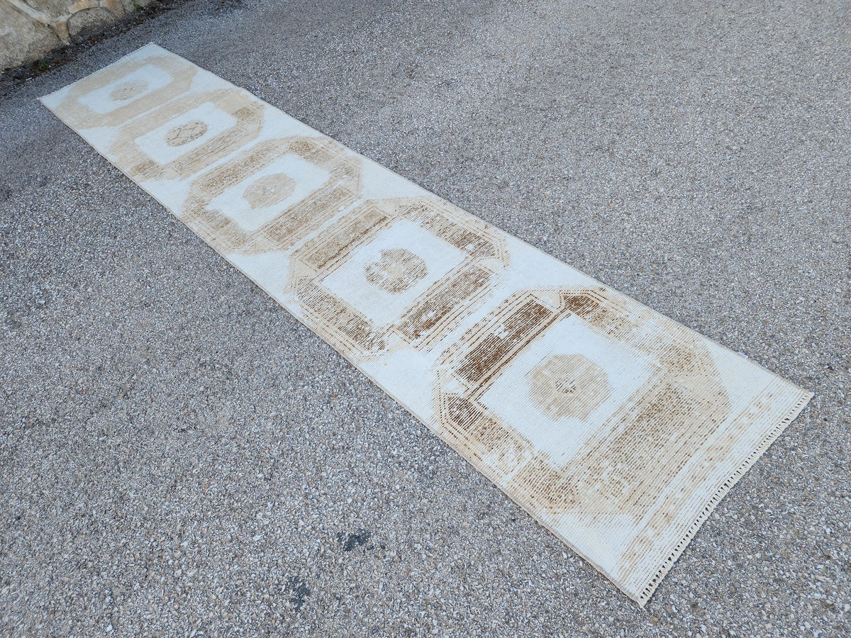 2x11 Neutral Runner Rug: Bohemian Home Decor, Up Cycled Wool