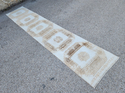 2x11 Neutral Runner Rug: Bohemian Home Decor, Up Cycled Wool