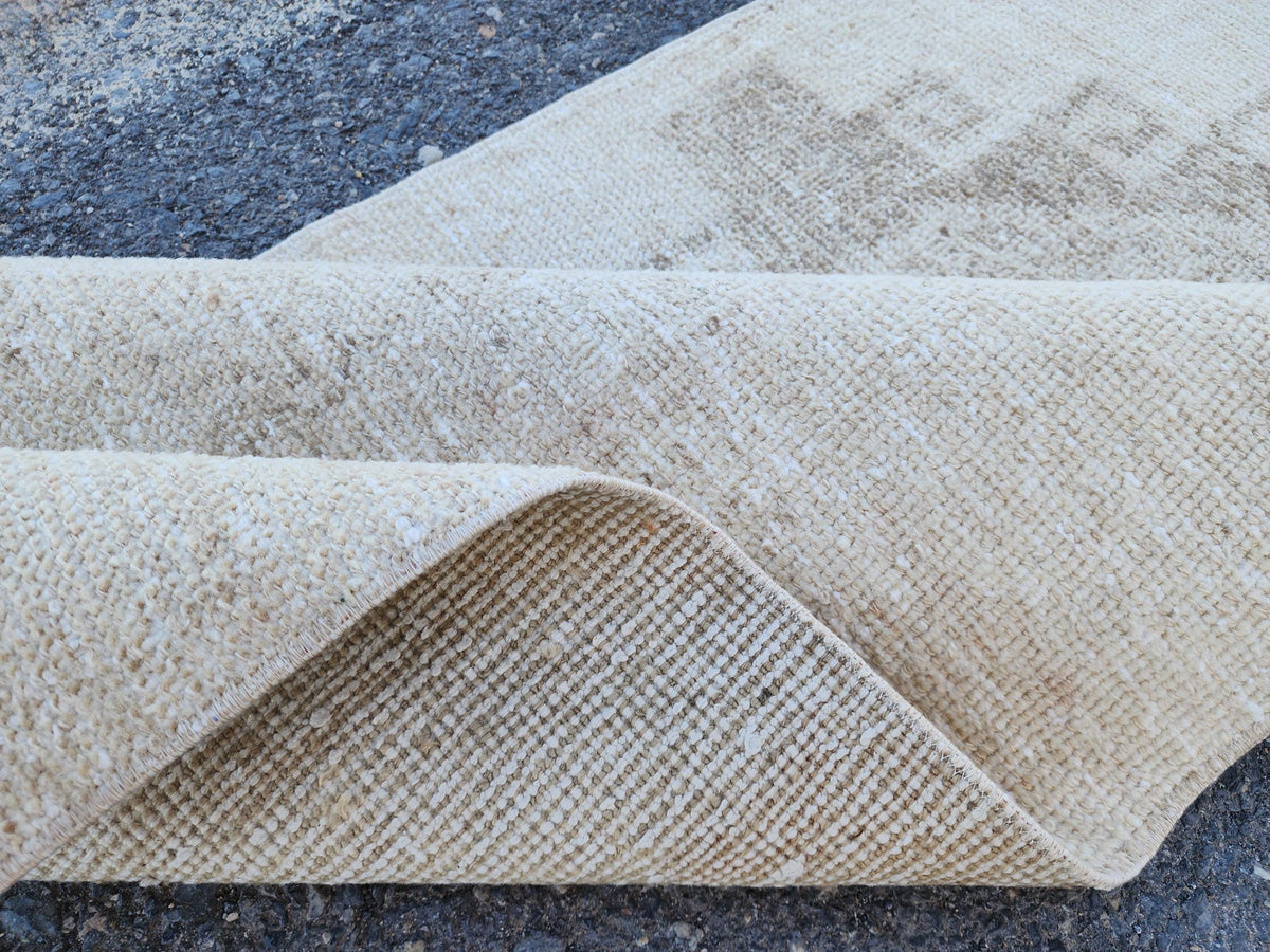 Neutral Turkish Rug 2.5 x 9.7 ft, Bohemian Hand Knotted Rustic Decor, Kitchen Decor