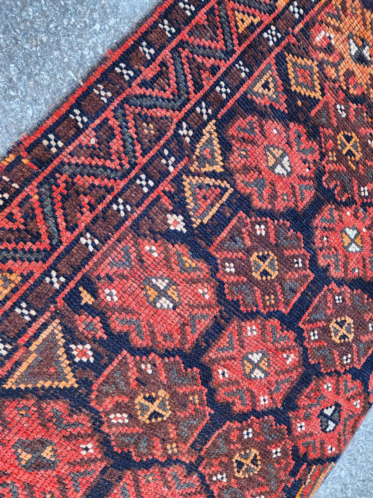 3x9 Boho Herki Runner Rug, Kitchen Decor, Living Room Decor, Hand Made Wool, Kitchen Decor