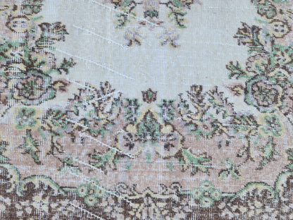 Handwoven Turkish Oushak Rug: 4x7 Wool & Cotton Medallion Rug, Home Rustic Decor