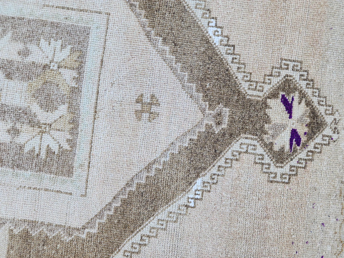 3x12 Neutral Runner Rug, Home Decor, Turkish Hand Made Up Cycled Wool