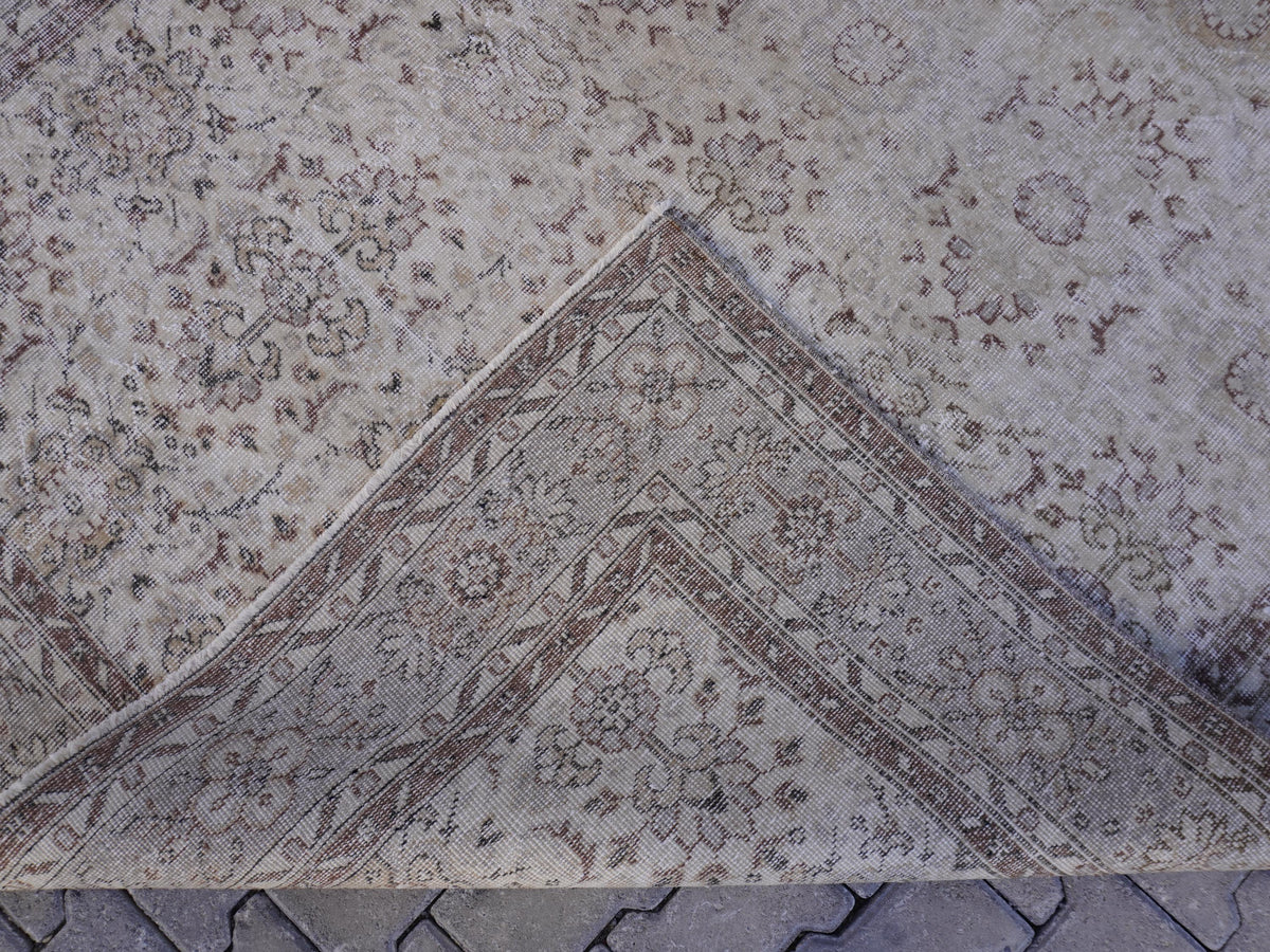 6x11 Neutral Area Rug, Turkish Wool Hand Made, Dining Room Decor