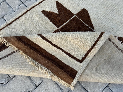 3x9 Vintage Turkish Herki Runner Rug: Handwoven Wool Hallway Rug