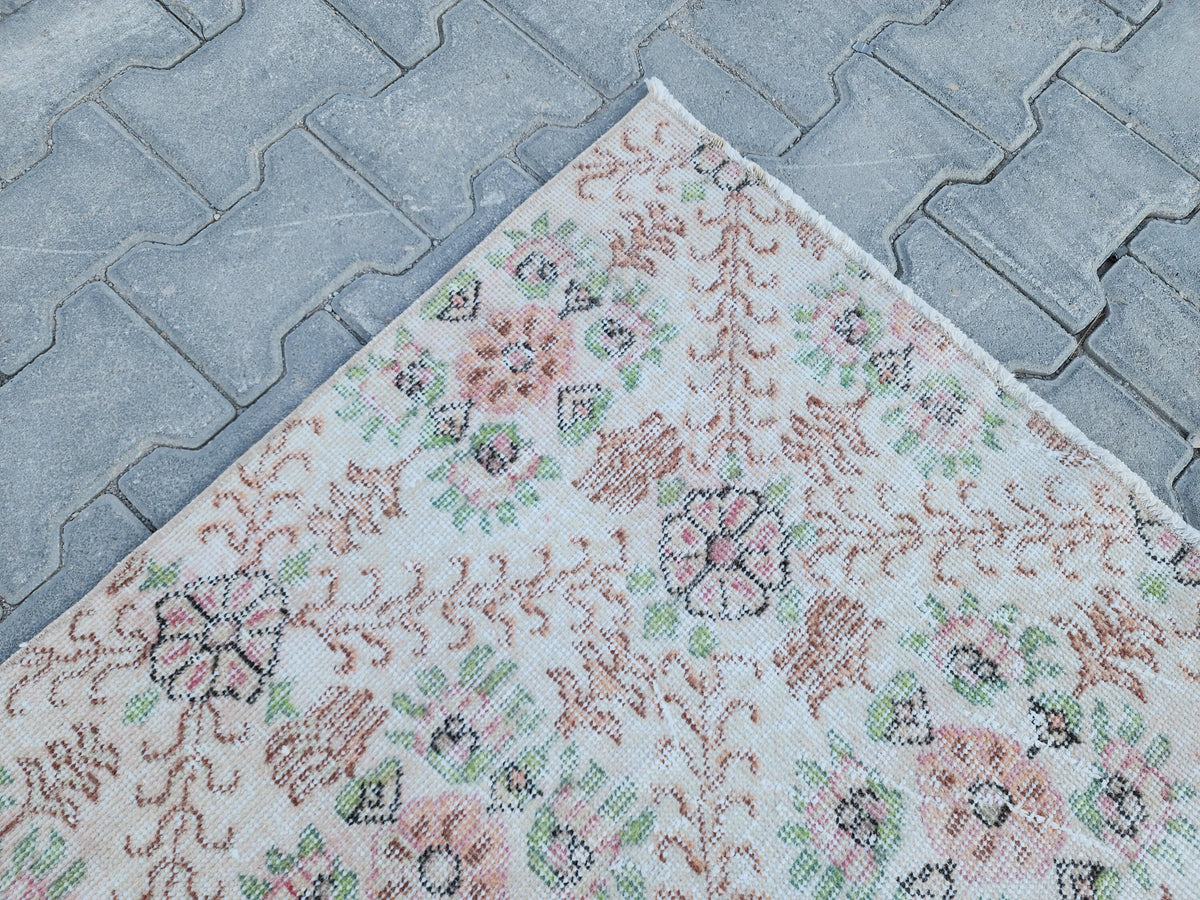 3x6 Hand Made Rug, Kitchen Small Decor, Oriental Boho Carpet