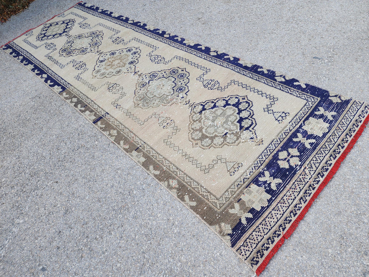 3x10 Geometric Runner Rug, Home Hallway Decor Runner, Rustic Boho Decor, Turkish hand Made