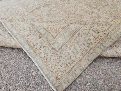 Neutral Turkish Rug 6x9, Kayseri Hand Made Carpet, Oriental Boho Design, Dining Room Decor