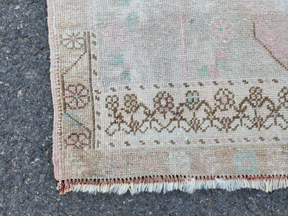 Handwoven Oushak Rug 3x6: Bohemian Turkish Wool Rug